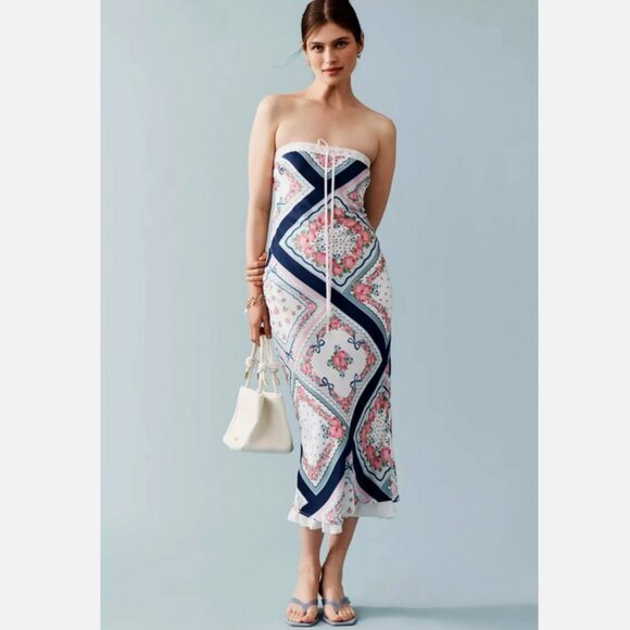 For Love & Lemons Daisy Mae Strapless Midi Slip Dress Size 1X Anthropologie NWT - Picture 2 of 11